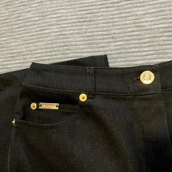 Women’s Vintage St. John Sport Black Denim 2 Piece Suit Jacket Trouser Pants 2 P - Picture 9 of 14
